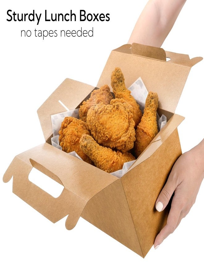 ZOOFOX 50 Pack 9x6x6 Brown Gable Boxes for Food, Large Welcome Box with Handles, Grease Resist Bakery Boxes Treat Box Paper Lunch Container To Go for Birthday, Wedding, Baby Shower, Lunch - Image 3